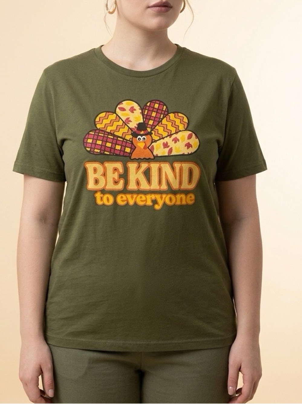Be Kind to Everyone Olive Graphic Tee - Unbranded
